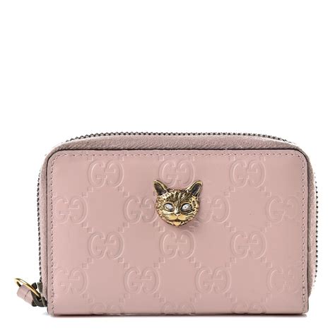 gucci signature card case with cat|GUCCI Guccissima Signature Crystal Cat Card Case Wallet .